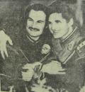 <p>Космонавти Б.В.Волинов і В.М.Жолобов після повернення на Землю.</p>